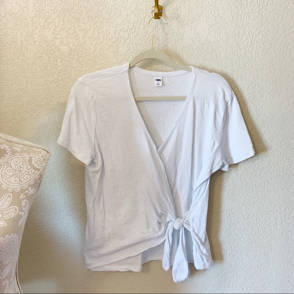 Old Navy White Tie Front Top Blouse